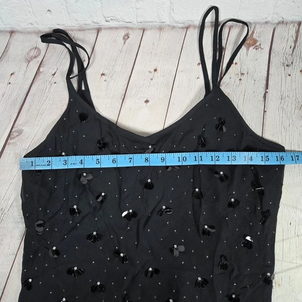 J. Crew Collection Black Sequin Crystal Embellished Slip Dress Size 8‎